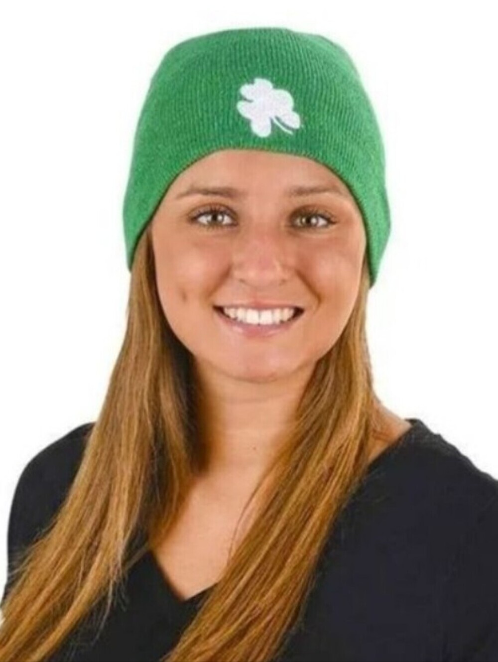 Icing Shamrock Irish Lucky Four Leaf Clover Green Beanie Hat Unisex One Size